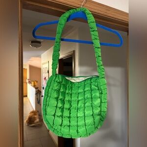 Green Quilted Shoulder Bag